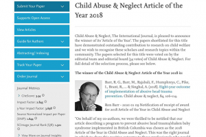 British Columbia Team Wins Child Abuse &amp; Neglect Article of the Year for PURPLE Study