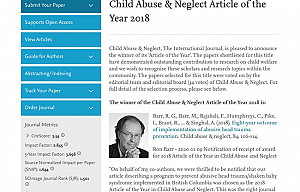 British Columbia Team Wins Child Abuse & Neglect Article of the Year for PURPLE Study